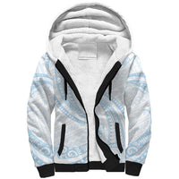 White Sunday Lotu Tamaiti Sherpa Hoodie Polynesian Wave Pastel Sky Blue - Polynesian Pride