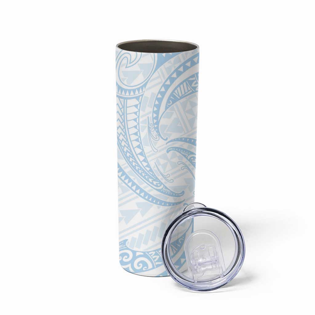 White Sunday Lotu Tamaiti Skinny Tumbler Polynesian Wave Pastel Sky Blue - Polynesian Pride
