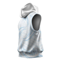 White Sunday Lotu Tamaiti Sleeveless Hoodie Polynesian Wave Pastel Sky Blue - Polynesian Pride