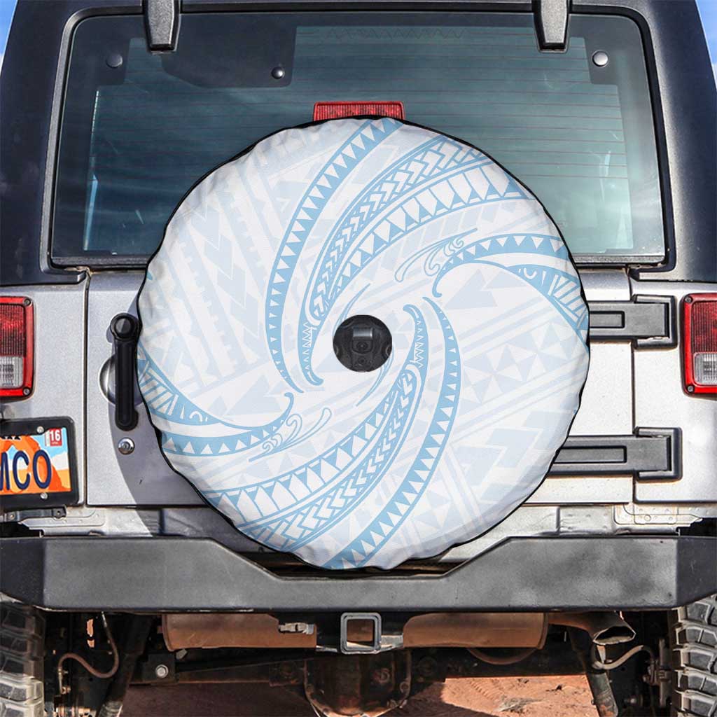 White Sunday Lotu Tamaiti Spare Tire Cover Polynesian Wave Pastel Sky Blue LT9 Blue - Polynesian Pride