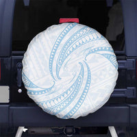 White Sunday Lotu Tamaiti Spare Tire Cover Polynesian Wave Pastel Sky Blue - Polynesian Pride