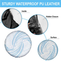 White Sunday Lotu Tamaiti Spare Tire Cover Polynesian Wave Pastel Sky Blue - Polynesian Pride