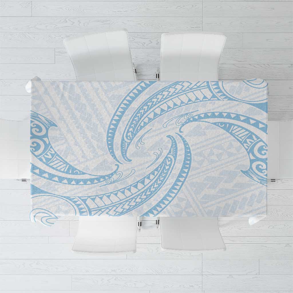 White Sunday Lotu Tamaiti Tablecloth Polynesian Wave Pastel Sky Blue - Polynesian Pride