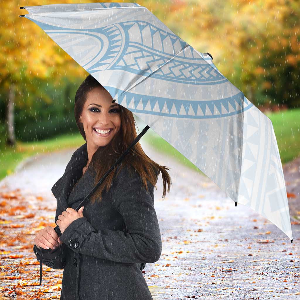 White Sunday Lotu Tamaiti Umbrella Polynesian Wave Pastel Sky Blue - Polynesian Pride