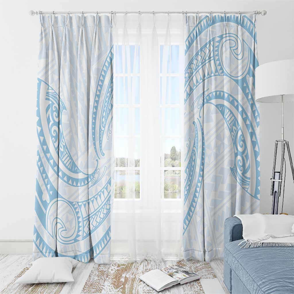 White Sunday Lotu Tamaiti Window Curtain Polynesian Wave Pastel Sky Blue - Polynesian Pride
