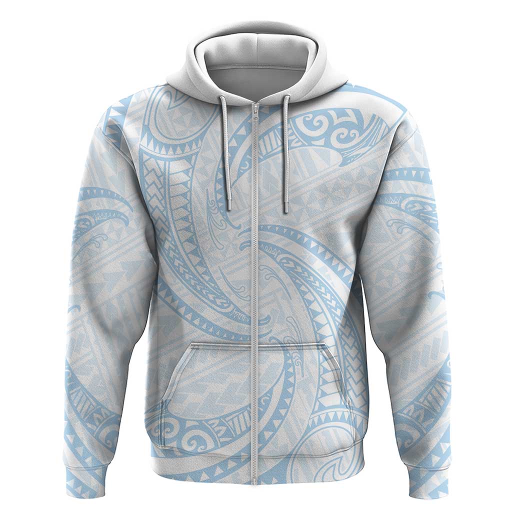 White Sunday Lotu Tamaiti Zip Hoodie Polynesian Wave Pastel Sky Blue LT9 Zip Hoodie Blue - Polynesian Pride