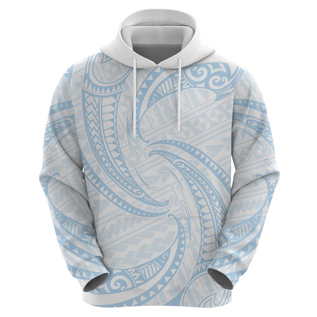 White Sunday Lotu Tamaiti Zip Hoodie Polynesian Wave Pastel Sky Blue - Polynesian Pride