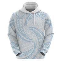 White Sunday Lotu Tamaiti Zip Hoodie Polynesian Wave Pastel Sky Blue - Polynesian Pride