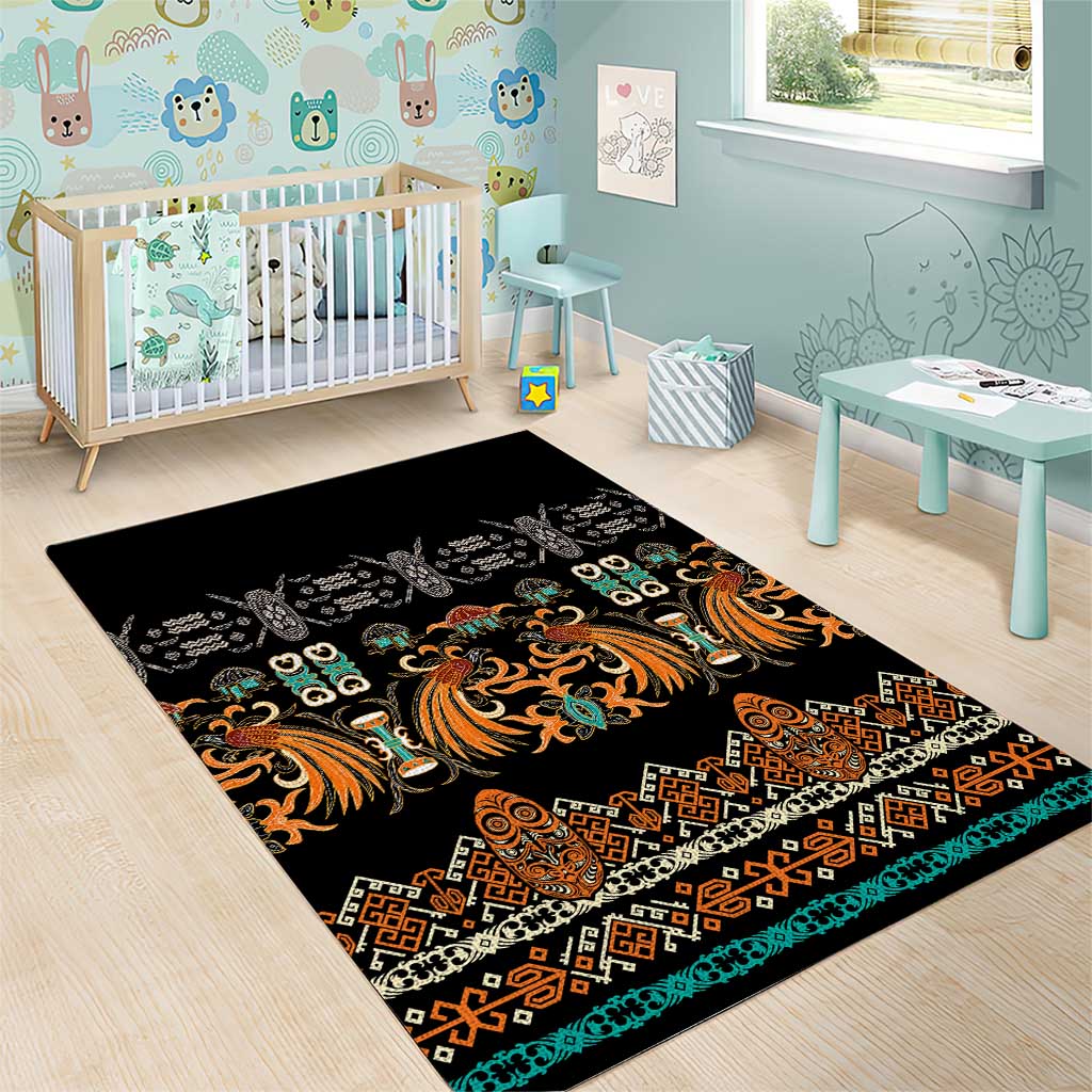 Black Batik Papua-inspired Pattern Area Rug - Polynesian Pride