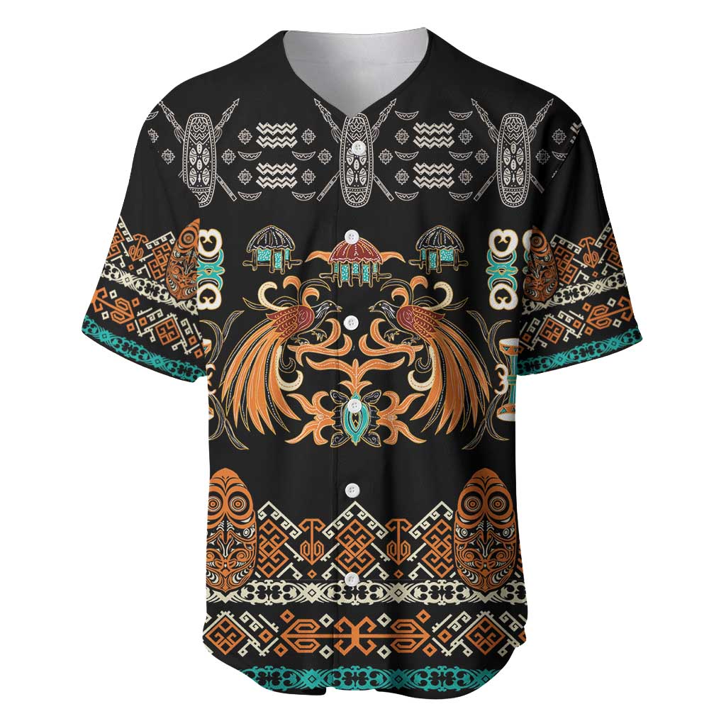 Black Batik Papua-inspired Pattern Baseball Jersey - Polynesian Pride