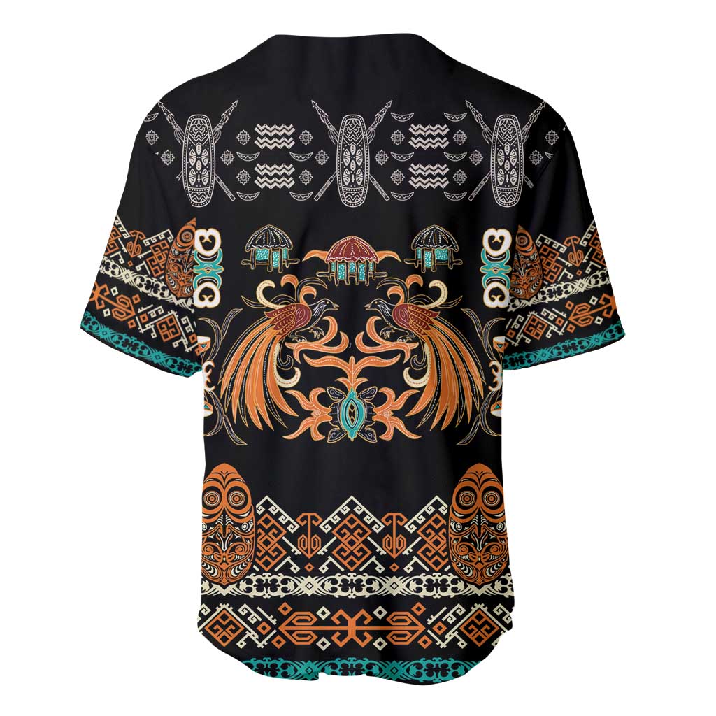 Black Batik Papua-inspired Pattern Baseball Jersey - Polynesian Pride