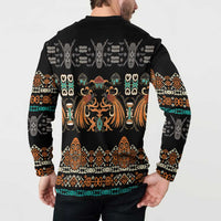 Black Batik Papua-inspired Pattern Button Sweatshirt LT9 - Polynesian Pride