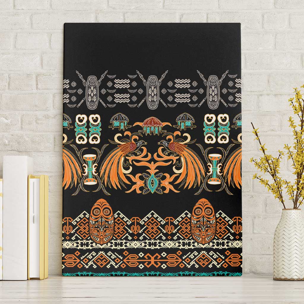 Black Batik Papua-inspired Pattern Canvas Wall Art - Polynesian Pride