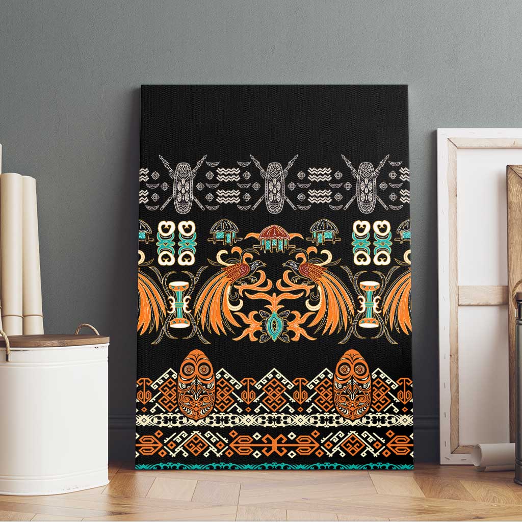 Black Batik Papua-inspired Pattern Canvas Wall Art - Polynesian Pride