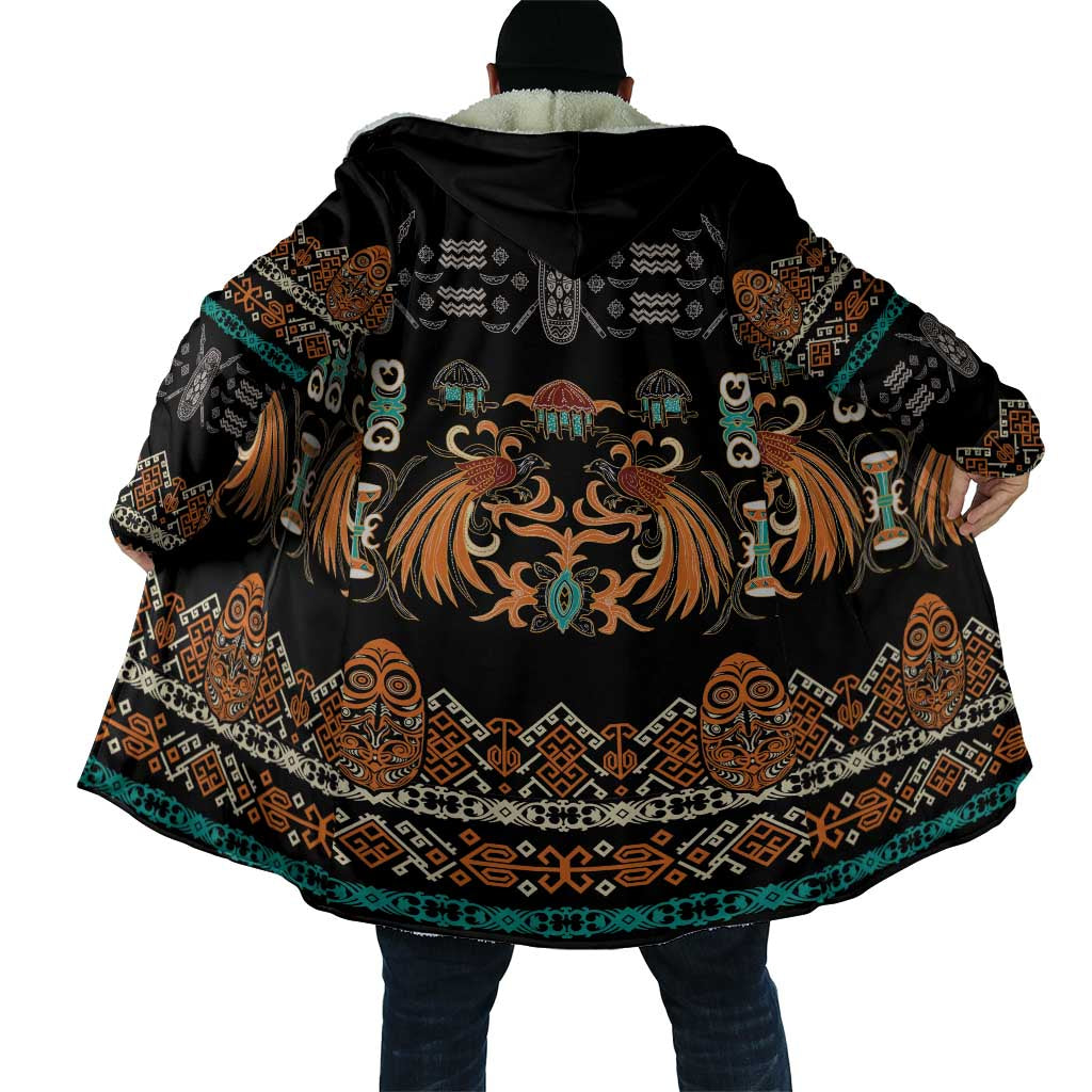 Black Batik Papua-inspired Pattern Cloak - Polynesian Pride