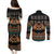 Black Batik Papua-inspired Pattern Couples Matching Puletasi and Long Sleeve Button Shirt - Polynesian Pride