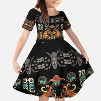 Black Batik Papua-inspired Pattern Family Matching Mermaid Dress and Hawaiian Shirt LT9 Daughter's Dress Black - Polynesian Pride