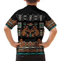 Black Batik Papua-inspired Pattern Family Matching Off Shoulder Short Dress and Hawaiian Shirt LT9 - Polynesian Pride