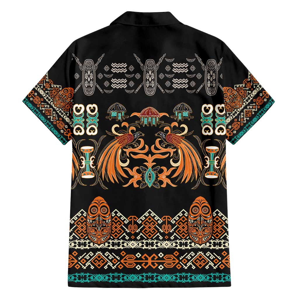 Black Batik Papua-inspired Pattern Family Matching Puletasi and Hawaiian Shirt - Polynesian Pride