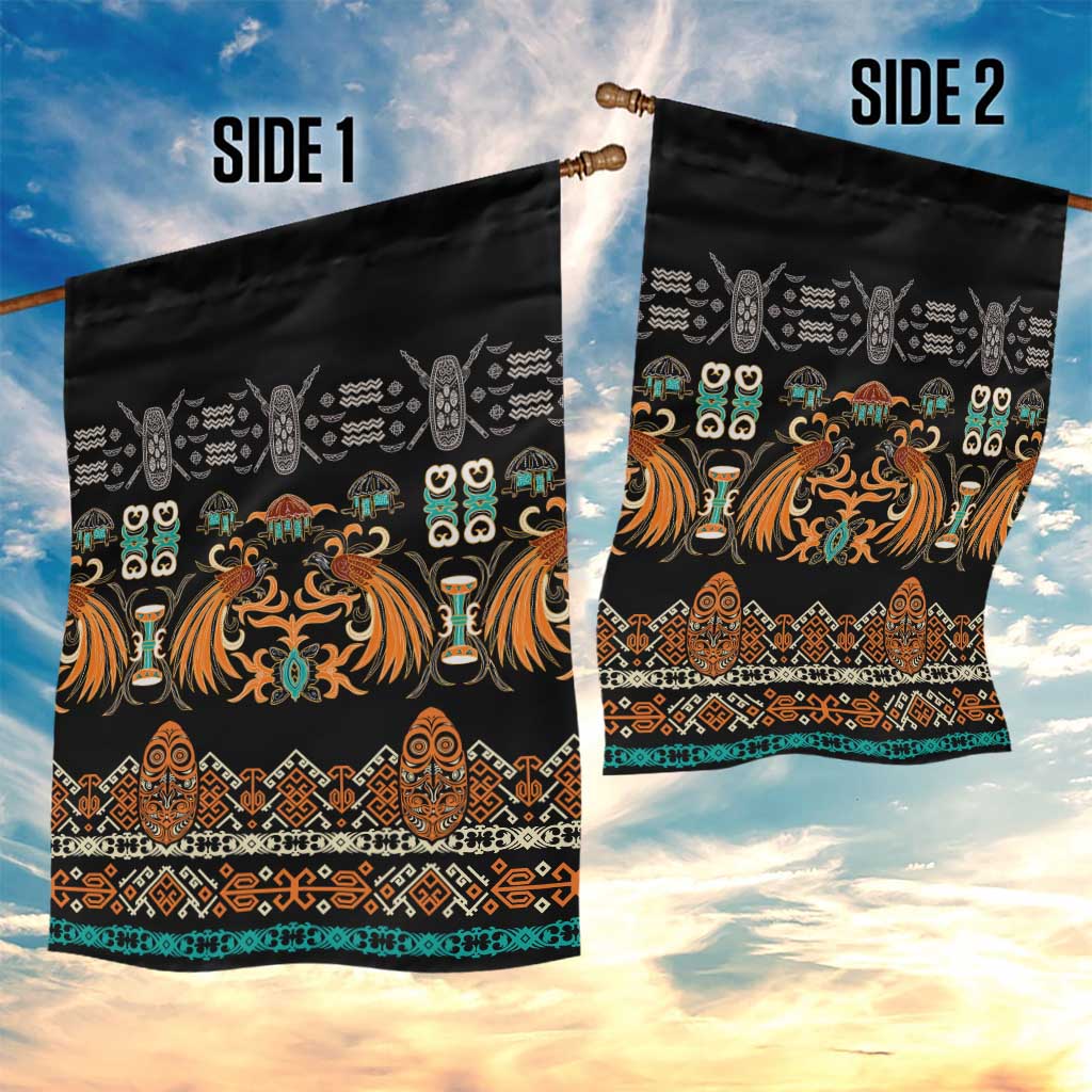 Black Batik Papua-inspired Pattern Garden Flag - Polynesian Pride