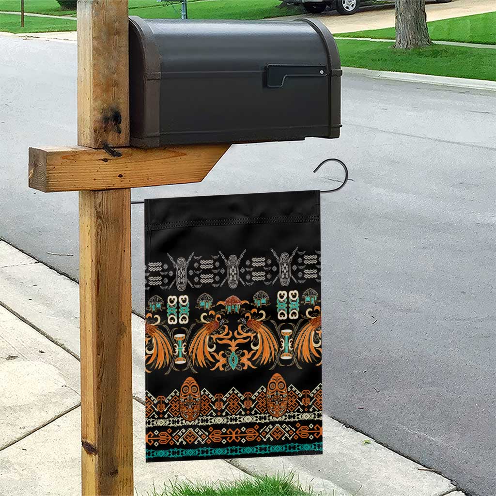 Black Batik Papua-inspired Pattern Garden Flag - Polynesian Pride