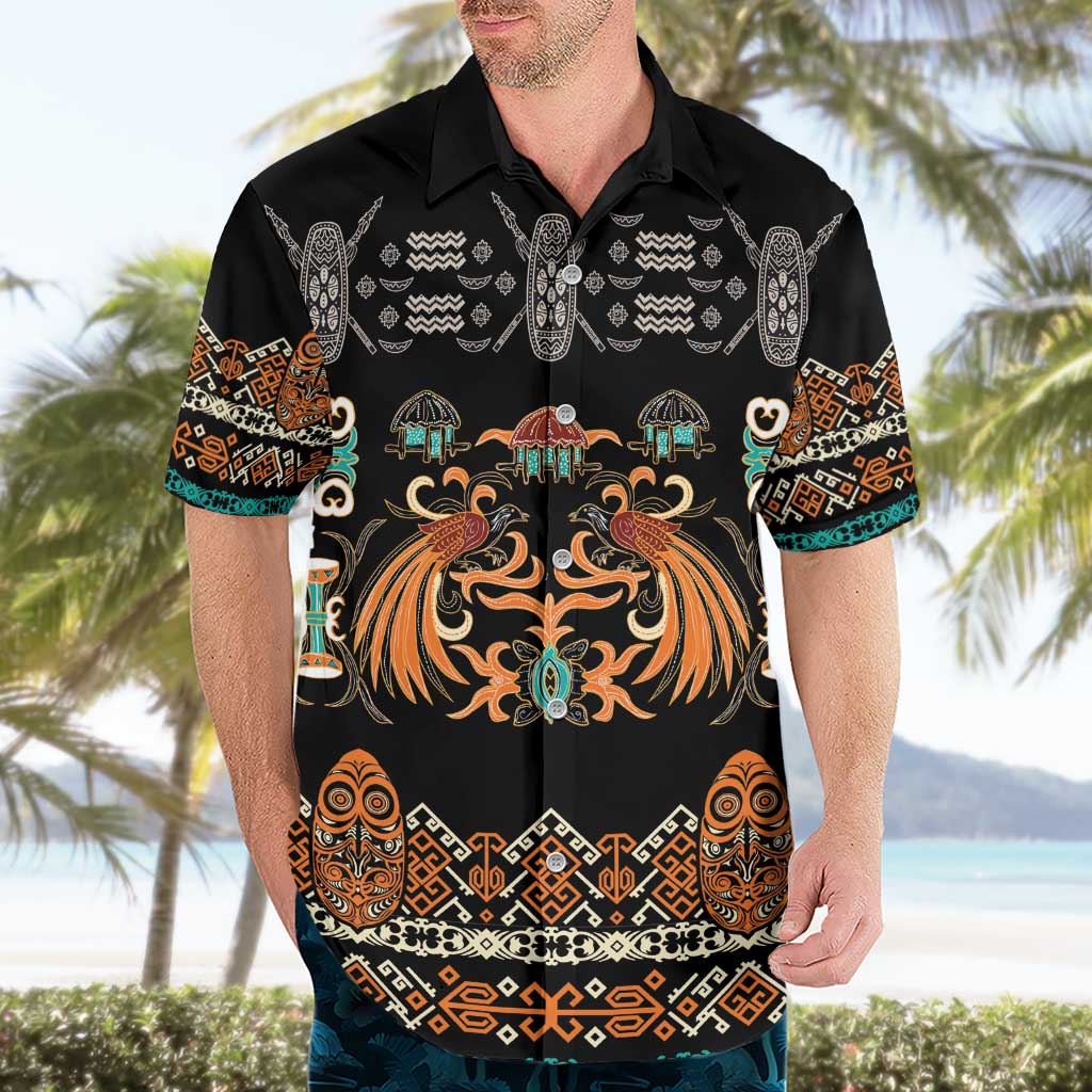 Black Batik Papua-inspired Pattern Hawaiian Shirt - Polynesian Pride