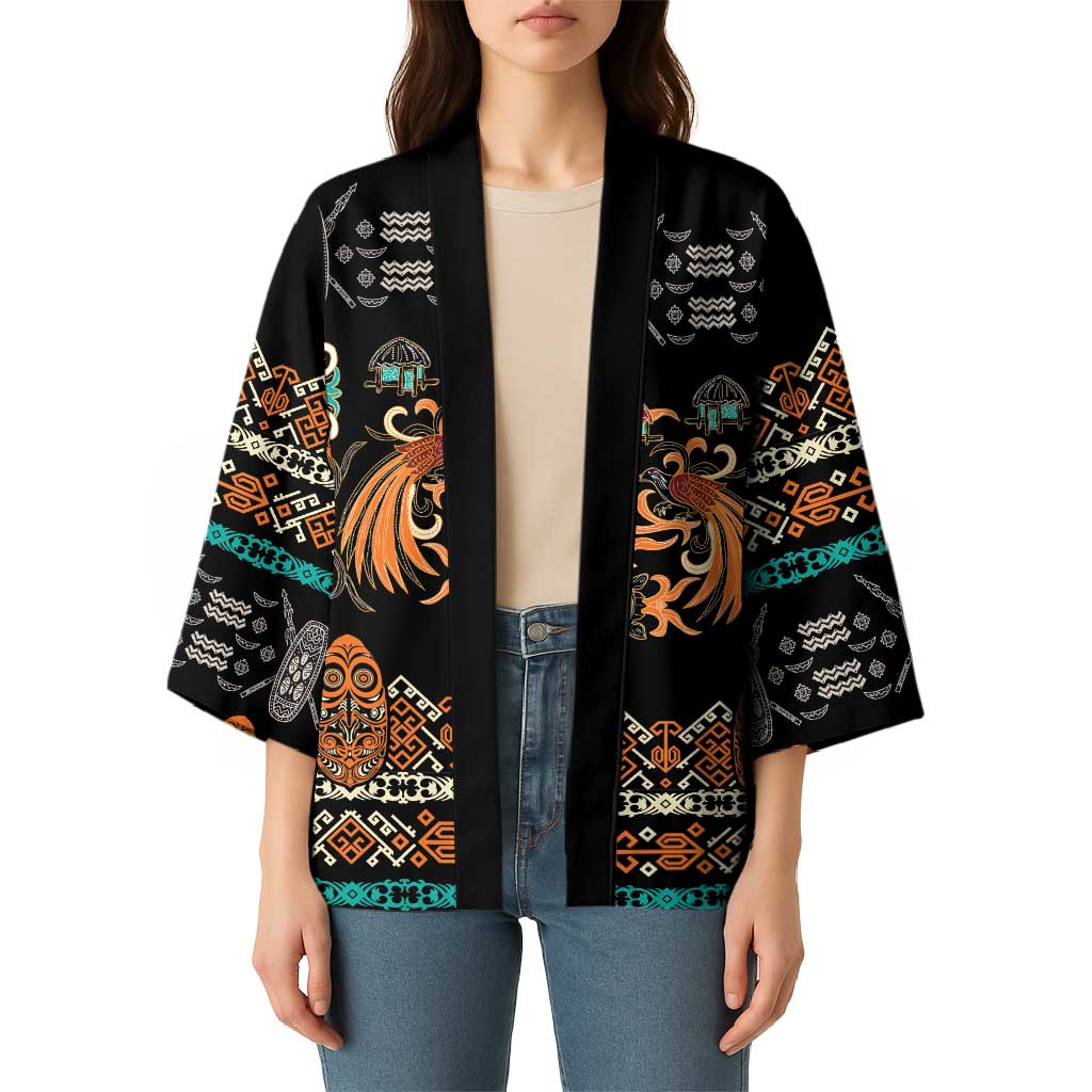 Black Batik Papua-inspired Pattern Kimono - Polynesian Pride