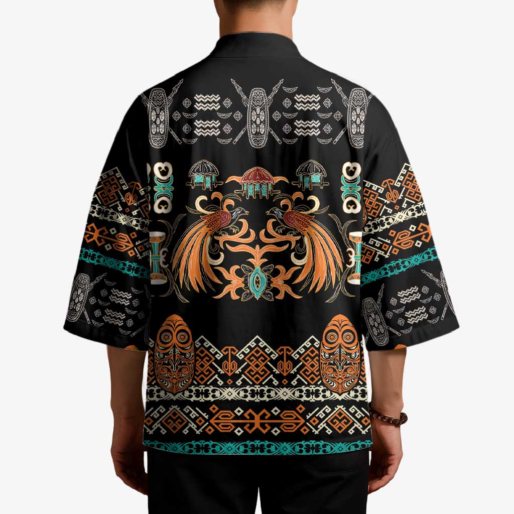 Black Batik Papua-inspired Pattern Kimono - Polynesian Pride