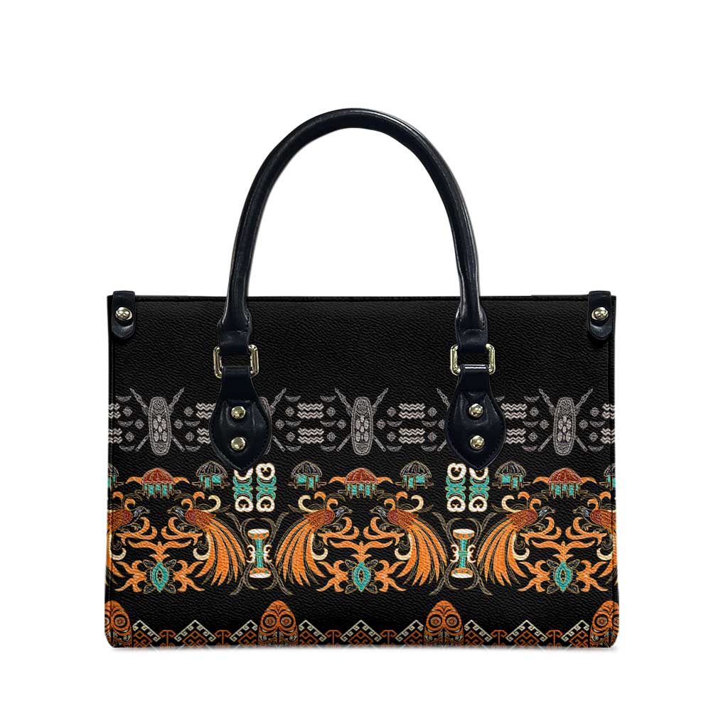 Black Batik Papua-inspired Pattern Leather Bag - Polynesian Pride