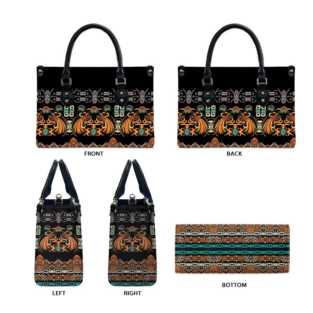 Black Batik Papua-inspired Pattern Leather Bag - Polynesian Pride