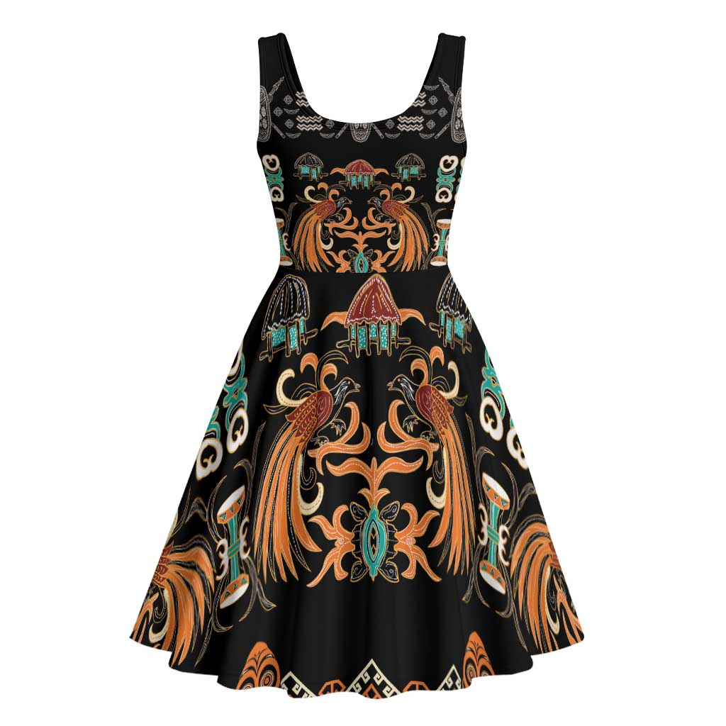 Black Batik Papua-inspired Pattern Midi Dress - Polynesian Pride