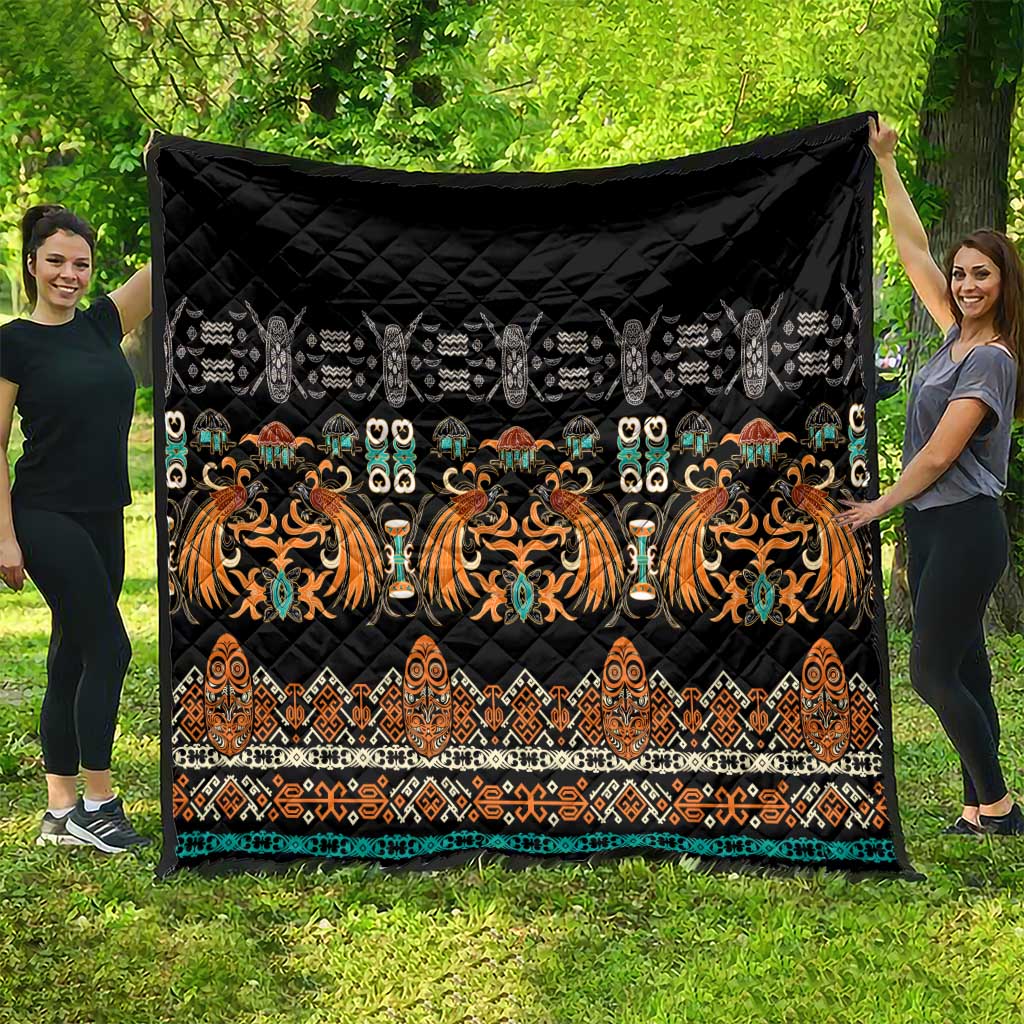 Black Batik Papua-inspired Pattern Quilt - Polynesian Pride
