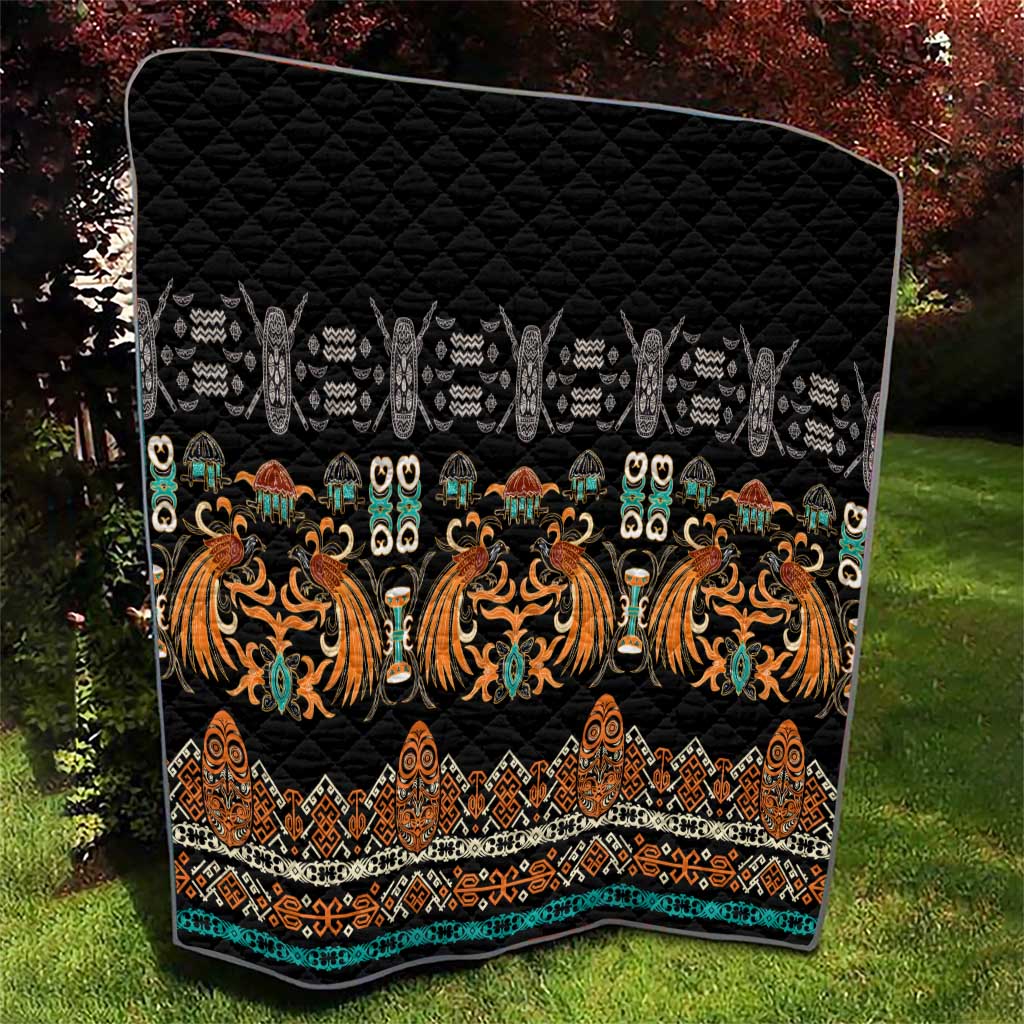 Black Batik Papua-inspired Pattern Quilt - Polynesian Pride
