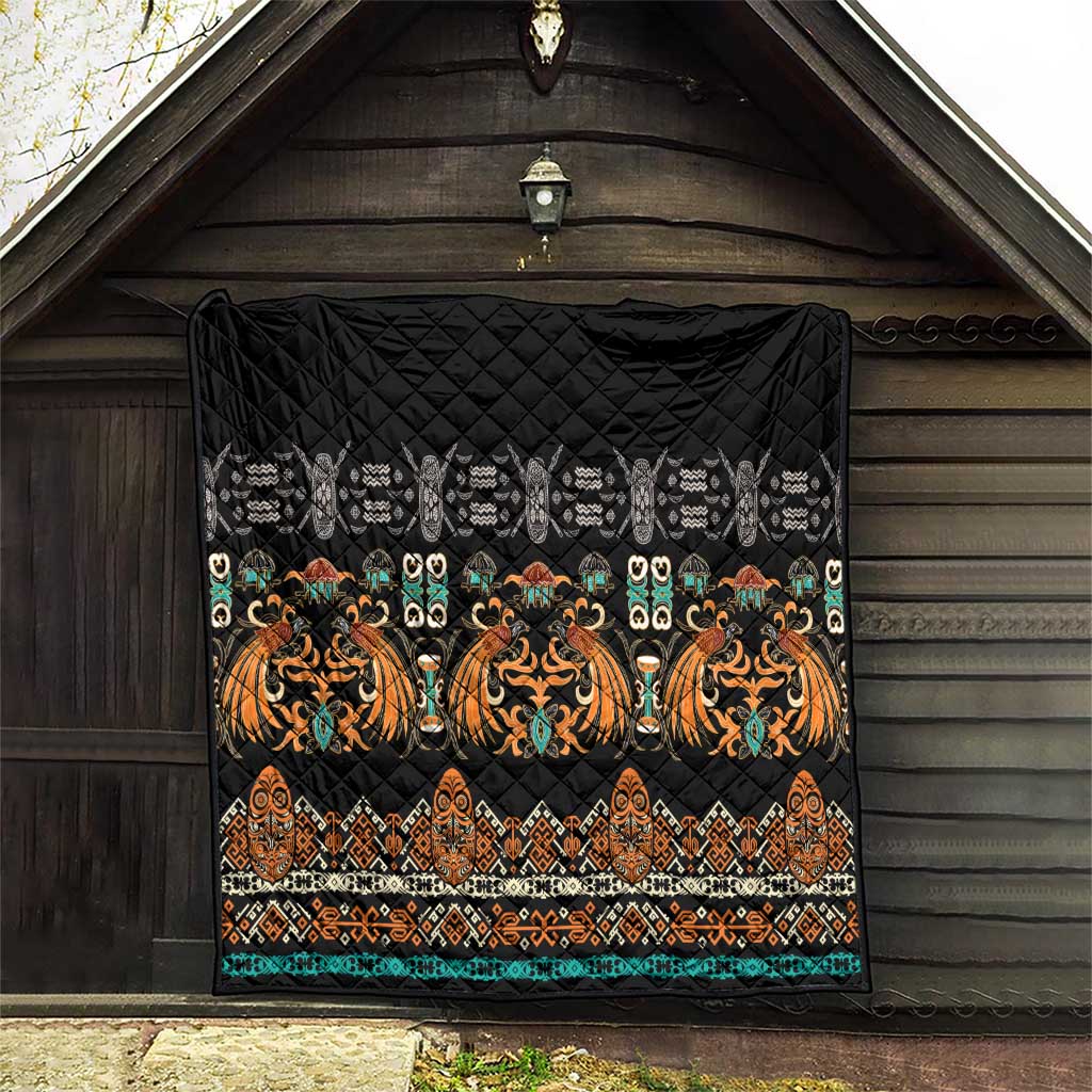 Black Batik Papua-inspired Pattern Quilt - Polynesian Pride