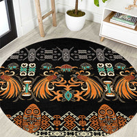 Black Batik Papua-inspired Pattern Round Carpet - Polynesian Pride