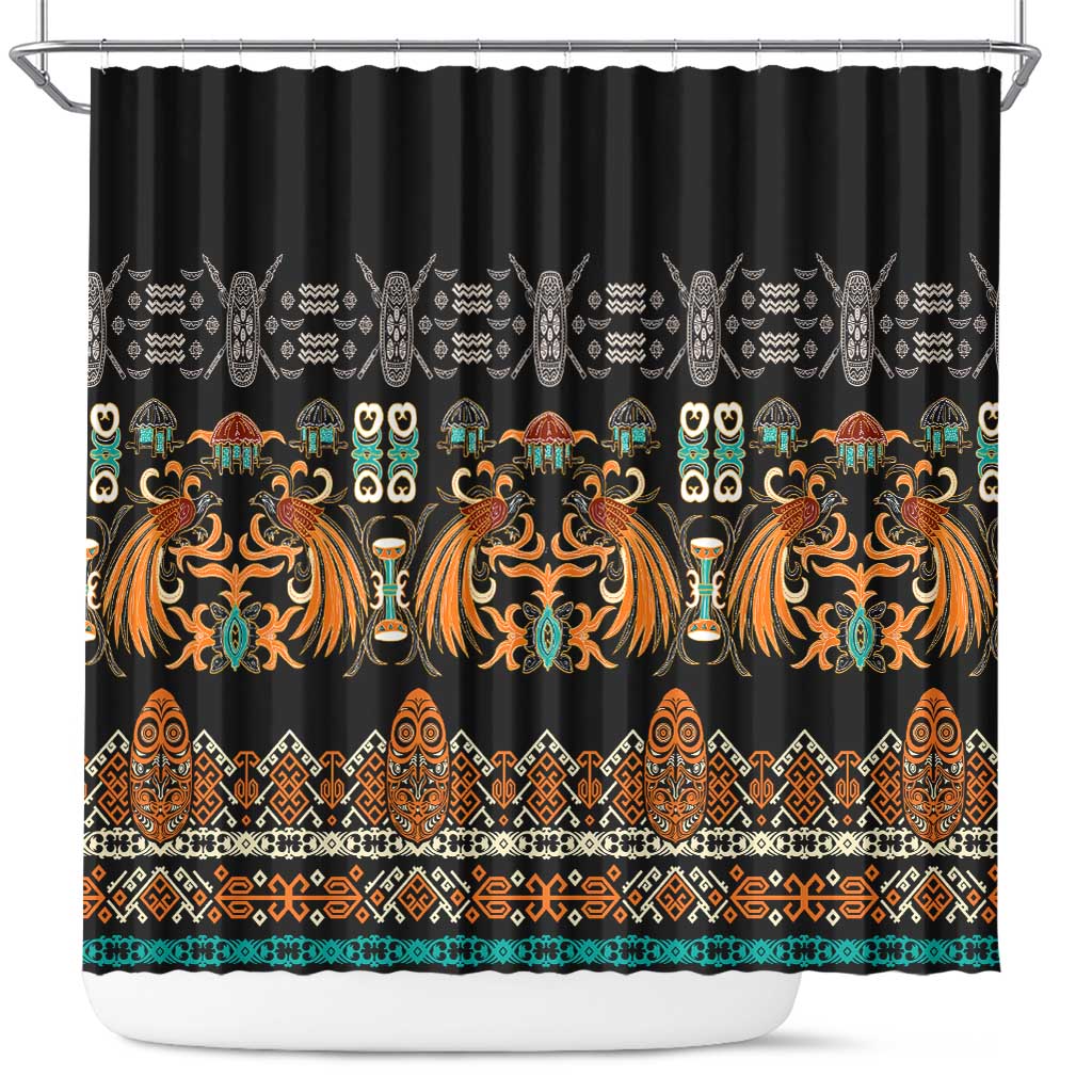 Black Batik Papua-inspired Pattern Shower Curtain LT9 Black - Polynesian Pride