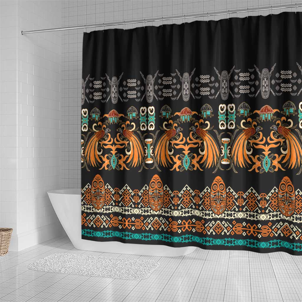 Black Batik Papua-inspired Pattern Shower Curtain - Polynesian Pride