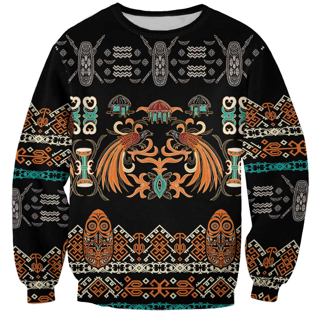 Black Batik Papua-inspired Pattern Sweatshirt - Polynesian Pride