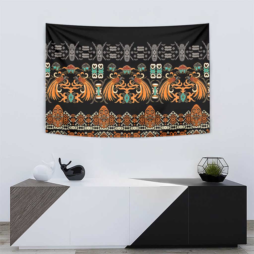 Black Batik Papua-inspired Pattern Tapestry - Polynesian Pride
