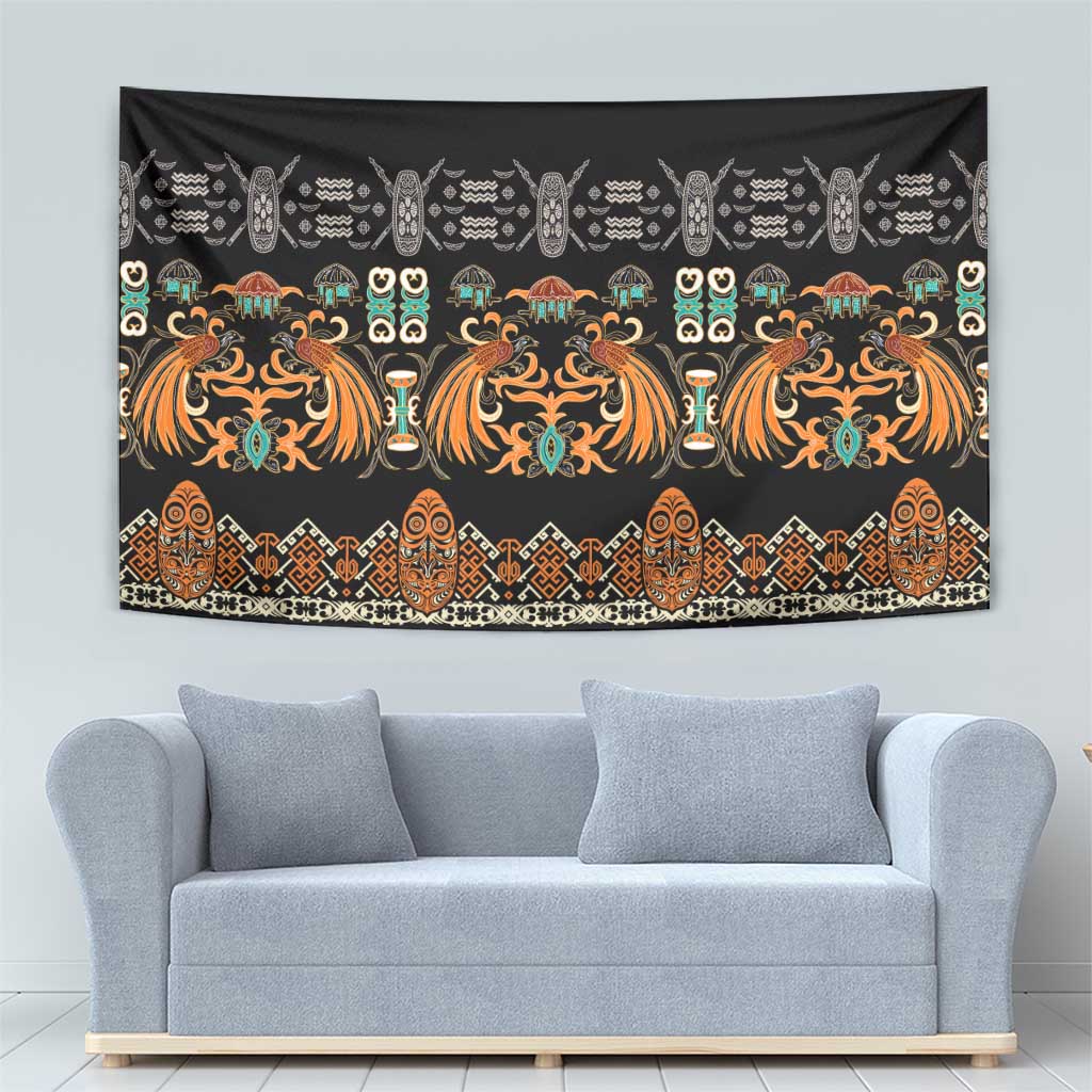 Black Batik Papua-inspired Pattern Tapestry - Polynesian Pride