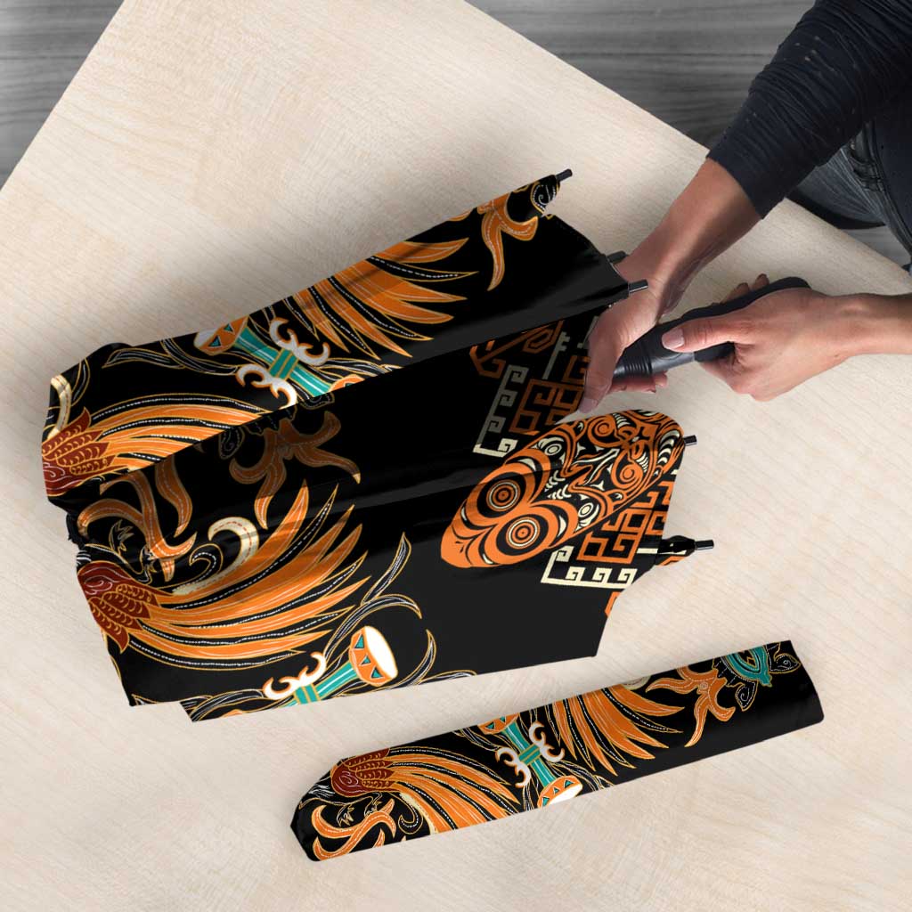 Black Batik Papua-inspired Pattern Umbrella - Polynesian Pride