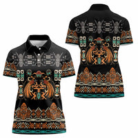 Black Batik Papua-inspired Pattern Women Polo Shirt - Polynesian Pride