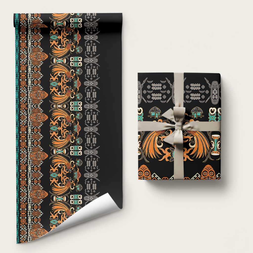 Black Batik Papua-inspired Pattern Wrapping Paper - Polynesian Pride