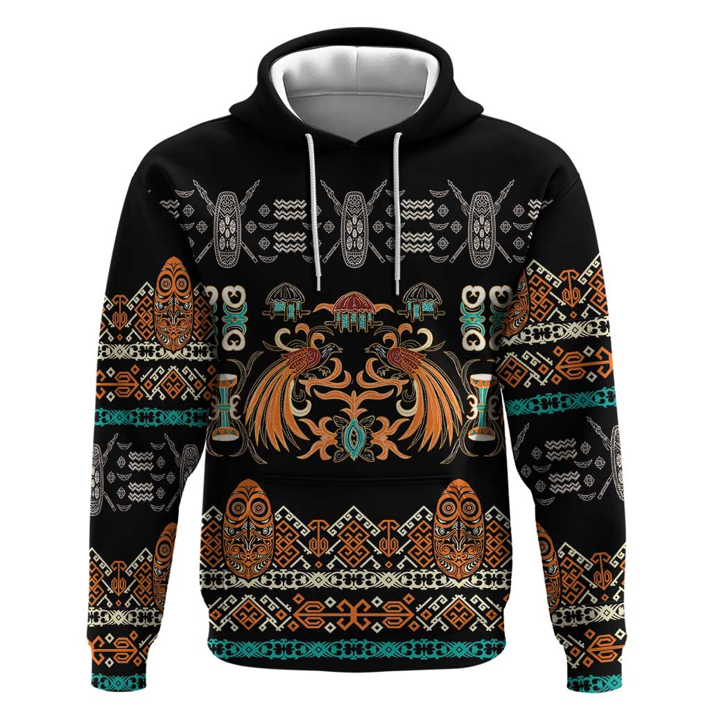 Black Batik Papua-inspired Pattern Zip Hoodie - Polynesian Pride