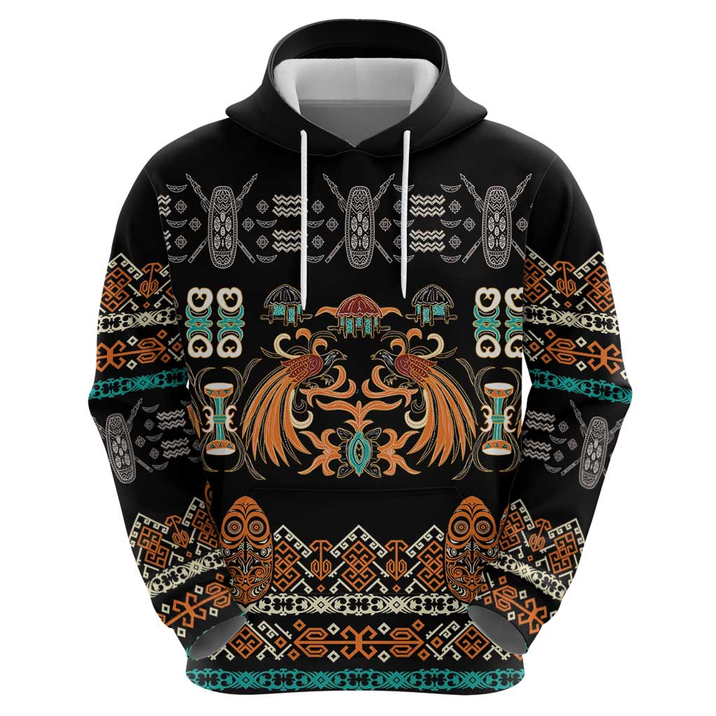 Black Batik Papua-inspired Pattern Zip Hoodie - Polynesian Pride