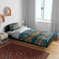 Dark Cyan Blue Batik Papua-inspired Pattern Bedding Set - Polynesian Pride