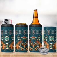 Dark Cyan Blue Batik Papua-inspired Pattern 4 in 1 Can Cooler Tumbler - Polynesian Pride