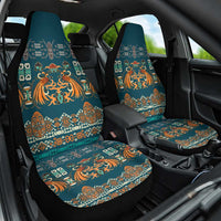 Dark Cyan Blue Batik Papua-inspired Pattern Car Seat Cover - Polynesian Pride