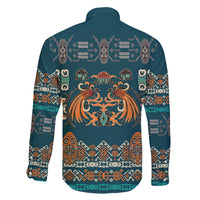 Dark Cyan Blue Batik Papua-inspired Pattern Family Matching Off Shoulder Short Dress and Hawaiian Shirt LT9 - Polynesian Pride