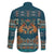 Dark Cyan Blue Batik Papua-inspired Pattern Family Matching Off Shoulder Short Dress and Hawaiian Shirt - Polynesian Pride